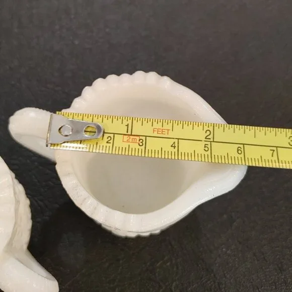 Vintage Milk Glass Cream and Sugar Set Ornate - Picture 6 of 8